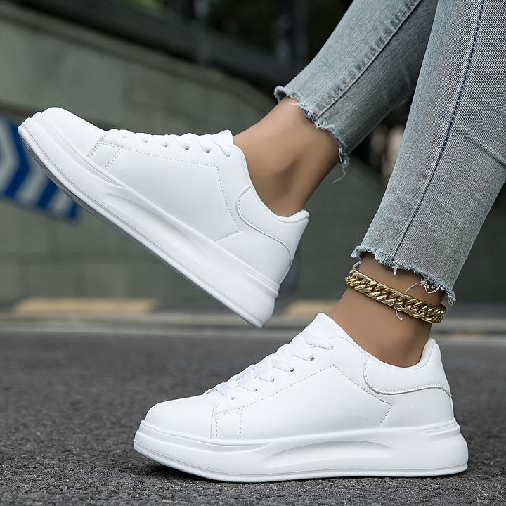 Damen Schnür-Sneaker Weiß mit glatter Oberfläche
