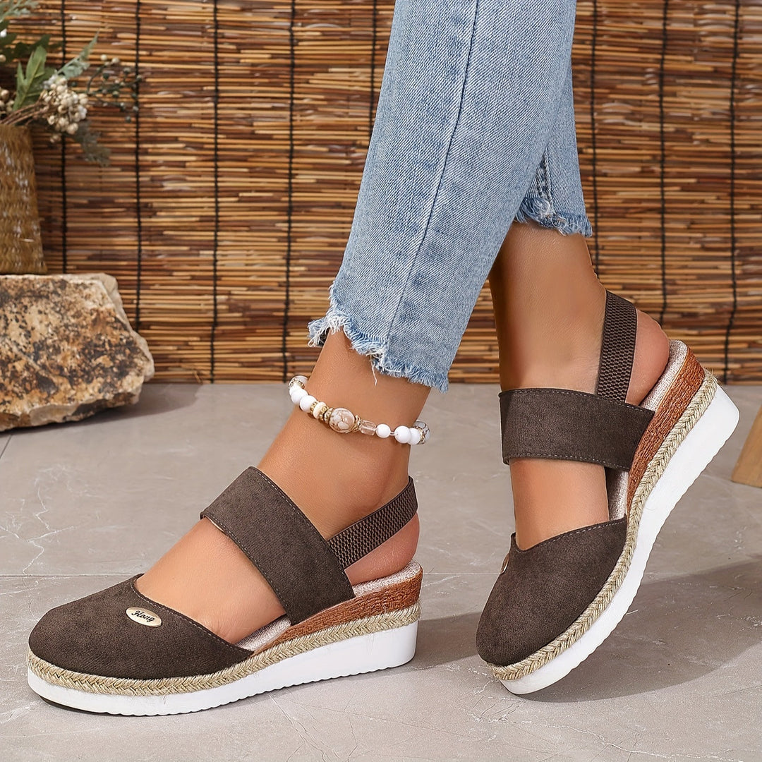 Aliams | Damen Sandalen Auf Plattform: Rutschfest, Geschlossene Zehe, Elastischer Riemen