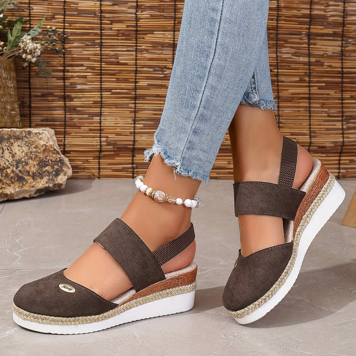 Aliams | Damen Sandalen Auf Plattform: Rutschfest, Geschlossene Zehe, Elastischer Riemen