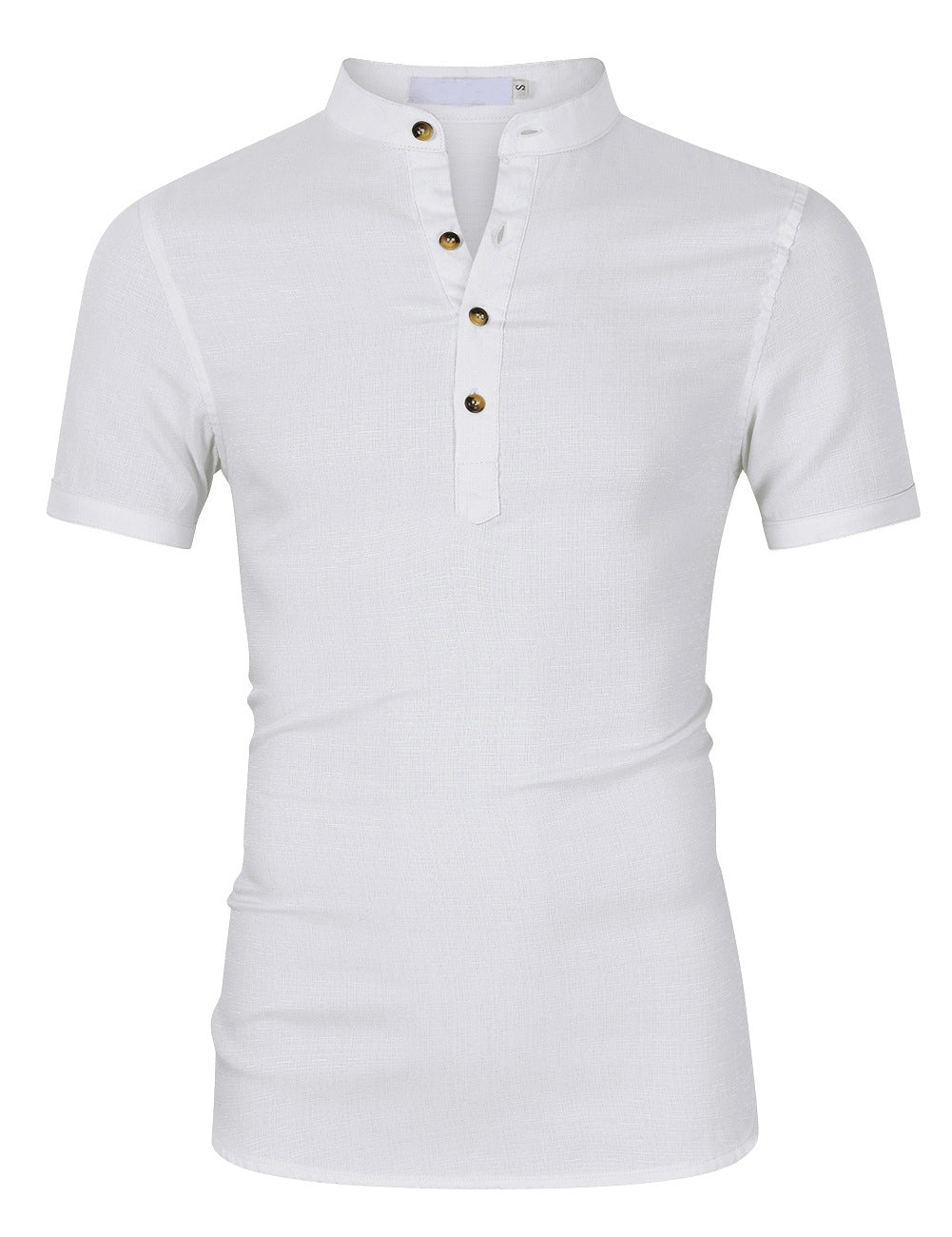 Herren Kurzarm Shirt mit Stehkragen und Knopfdetails Aliams
