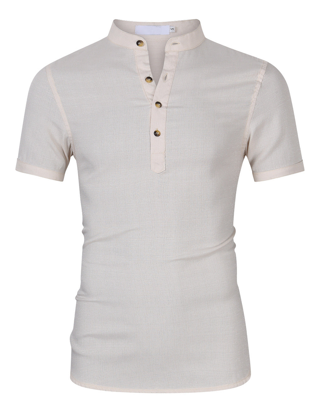 Herren Kurzarm Shirt mit Stehkragen und Knopfdetails Aliams
