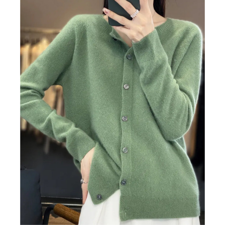 Aliams Damen Rundhals Cardigan Pullover