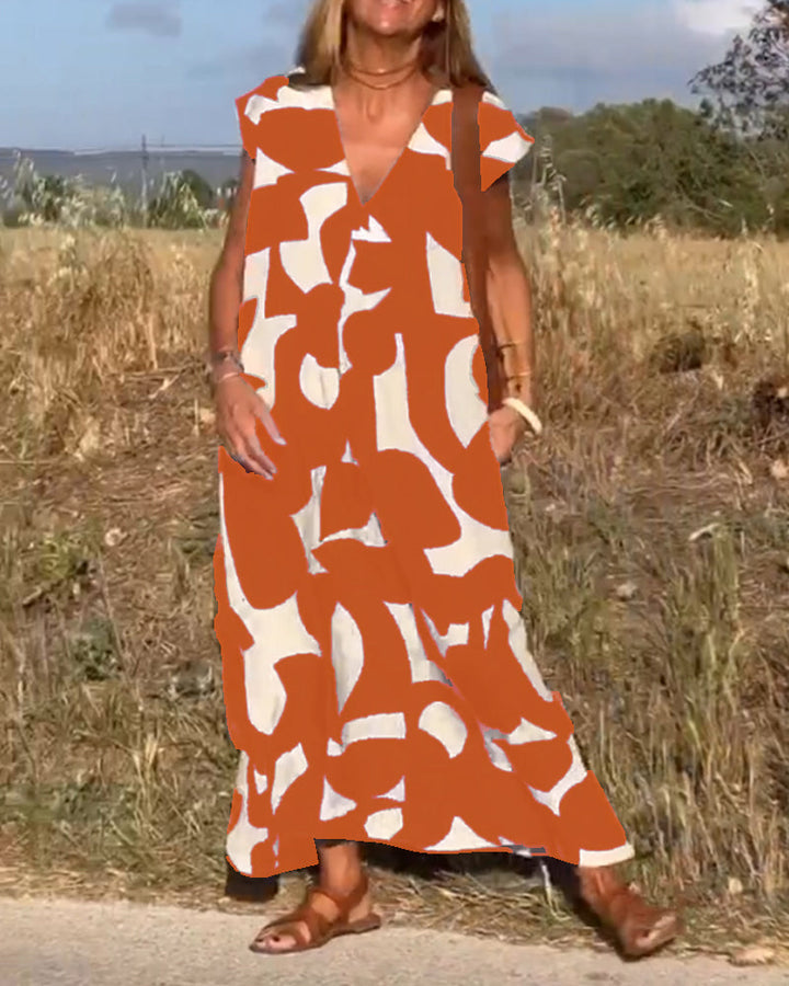 Aliams | Amara Maxikleid mit Print und V-Ausschnitt