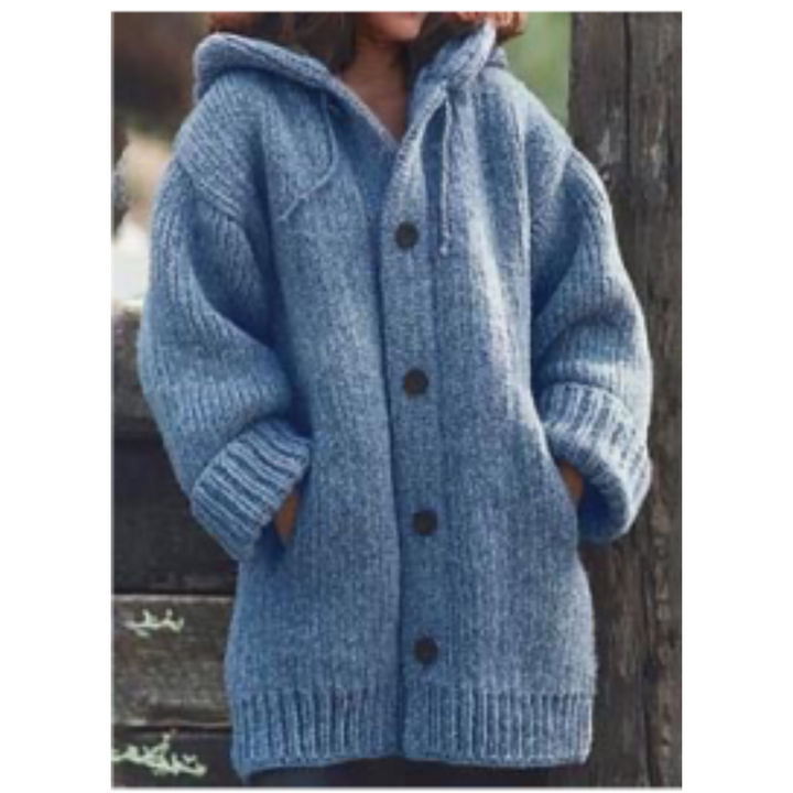 Kuscheliger Strickmantel Mit Kapuze Für Damen