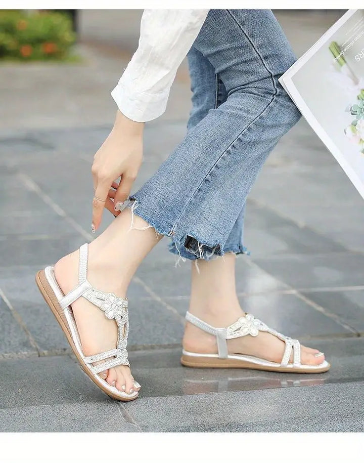 Aliams | Flache Sandalen Schick Elastischer Knöchelriemen