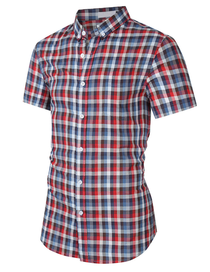 Herren Kurzarmhemd im modernen Karomuster mit strapazierfähiger Baumwolle Aliams