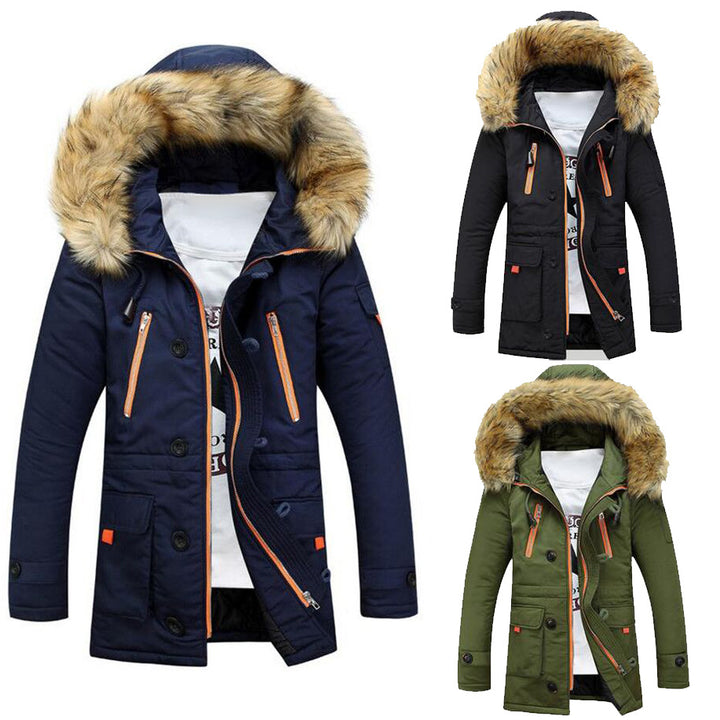 Herren Winterparka mit abnehmbarer Kapuze und praktischem Taschen-Design Aliams