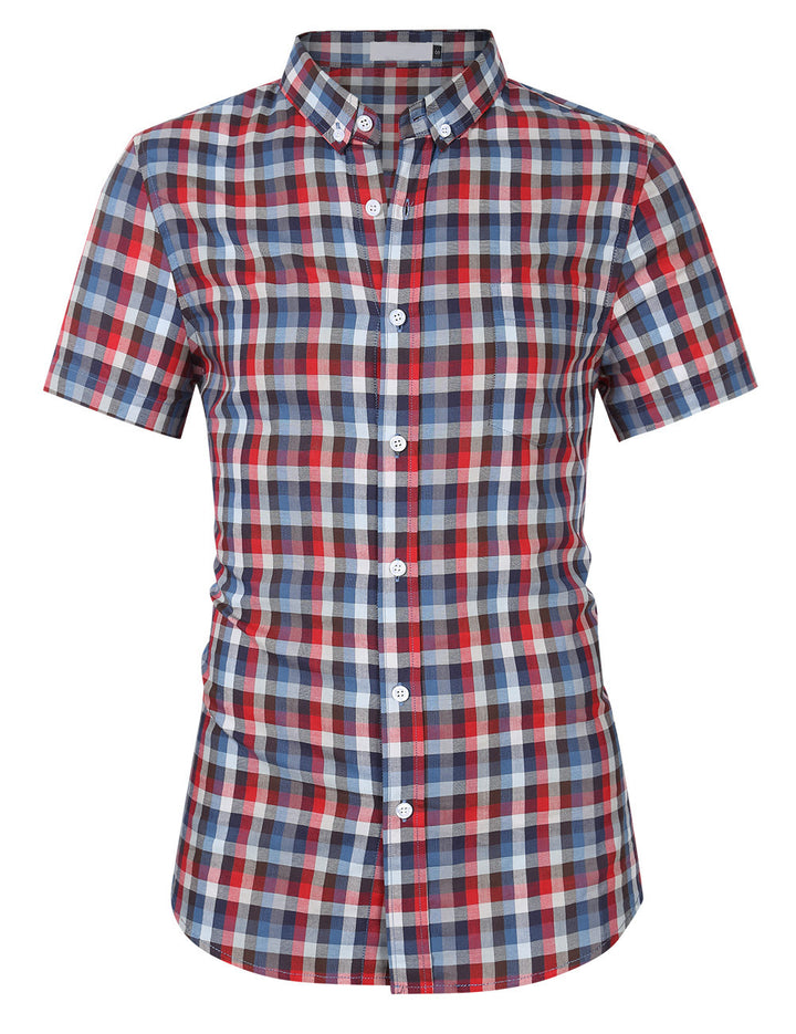 Herren Kurzarmhemd im modernen Karomuster mit strapazierfähiger Baumwolle Aliams