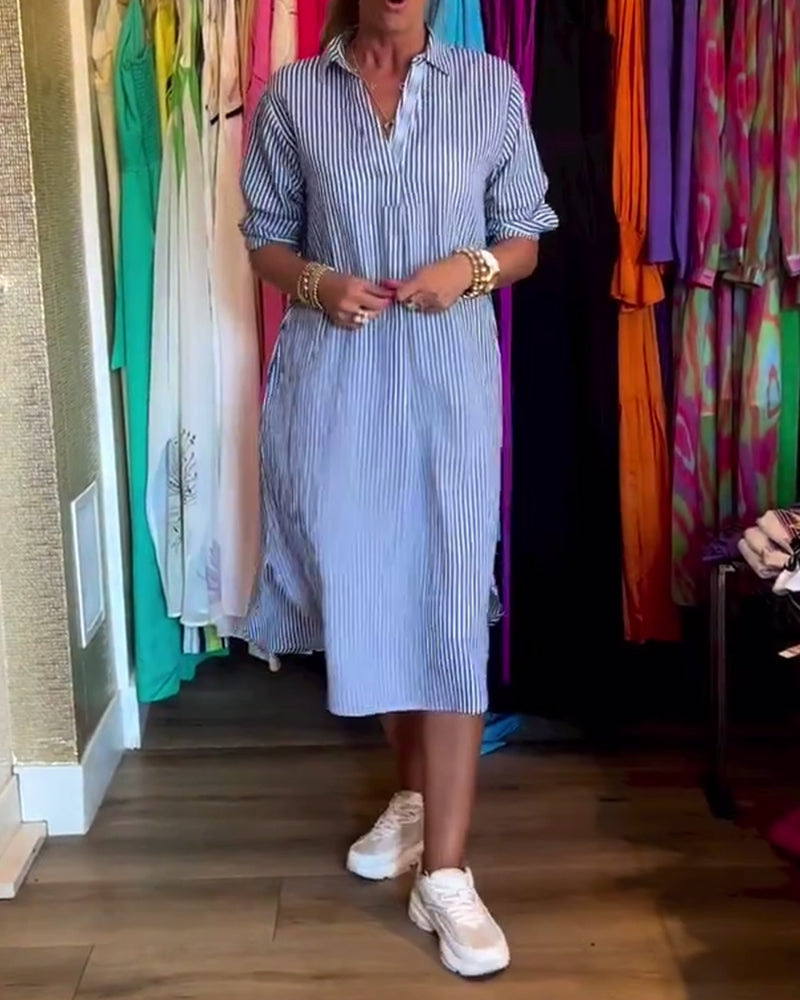 Aliams | Gestreiftes Hemdkleid In Lässiger Passform