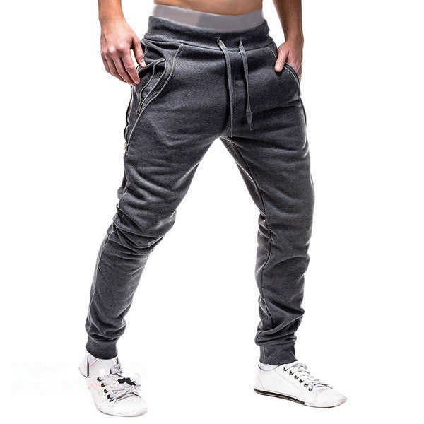 Herren Sportliche Slim-Fit Jogginghose mit praktischen Reißverschlusstaschen Aliams