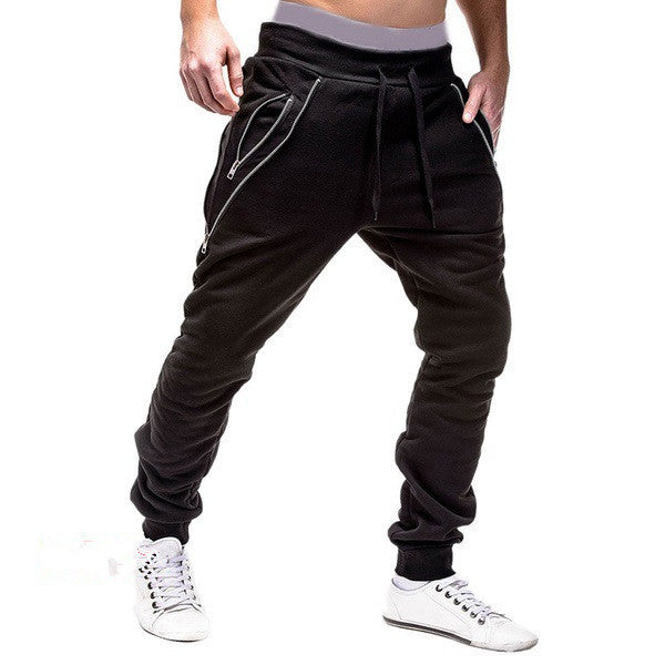 Herren Sportliche Slim-Fit Jogginghose mit praktischen Reißverschlusstaschen Aliams