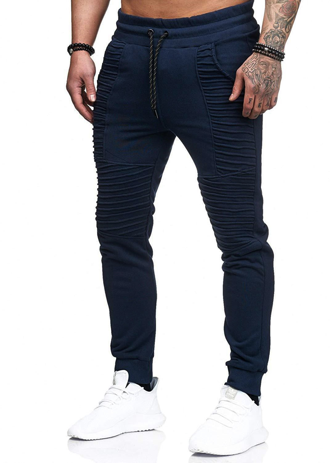 Herren Sportliche Slim-Fit Jogginghose mit innovativem Rippendesign Aliams