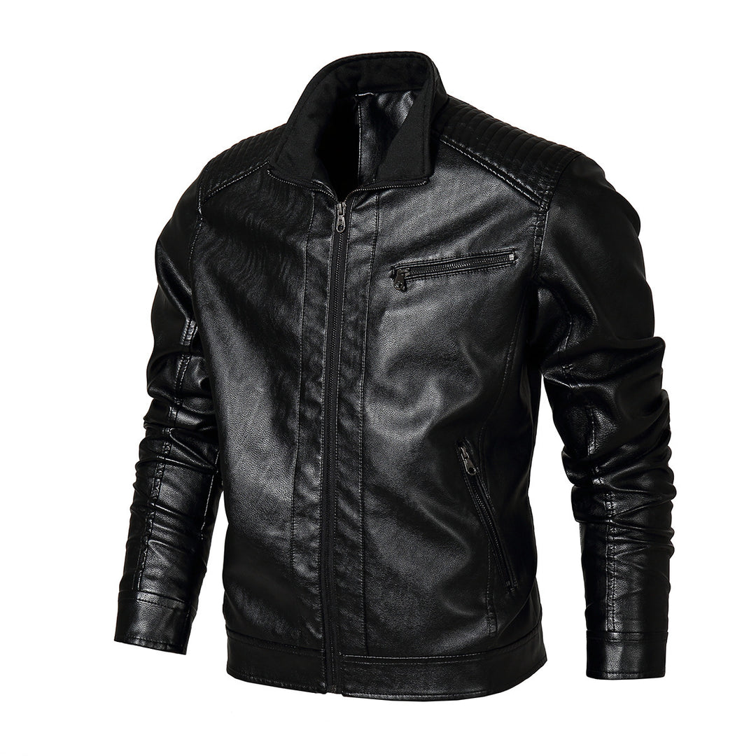 Herren Kunstleder Bikerjacke mit modernen Steppdetails Aliams