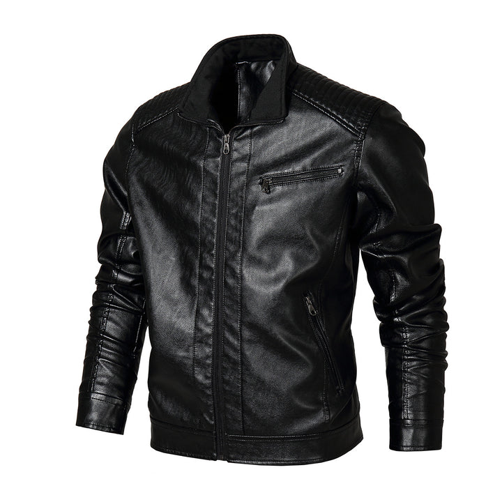Herren Kunstleder Bikerjacke mit modernen Steppdetails Aliams