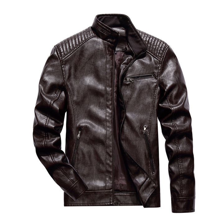 Herren Kunstleder Bikerjacke mit modernen Steppdetails Aliams