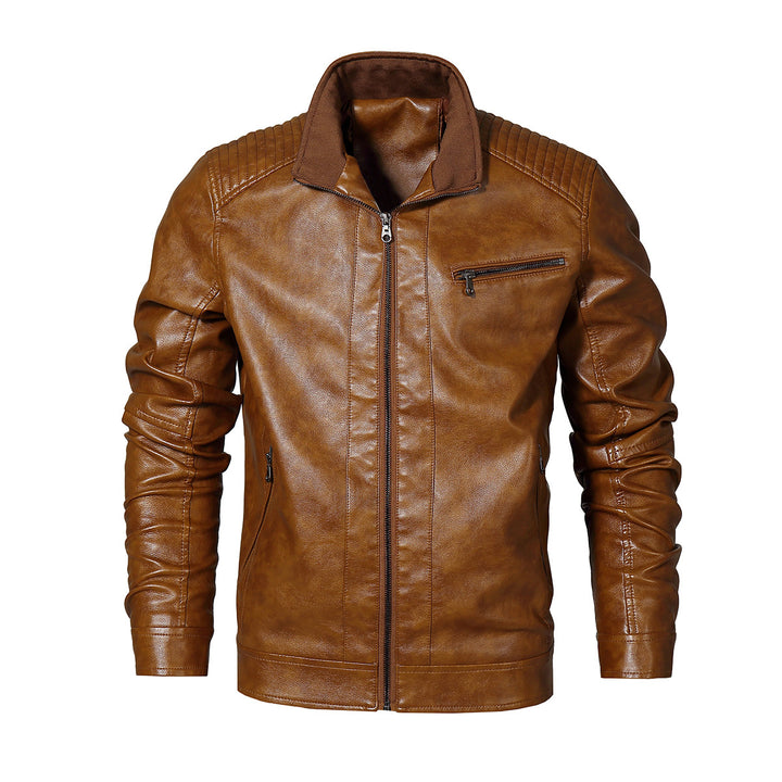 Herren Kunstleder Bikerjacke mit modernen Steppdetails Aliams