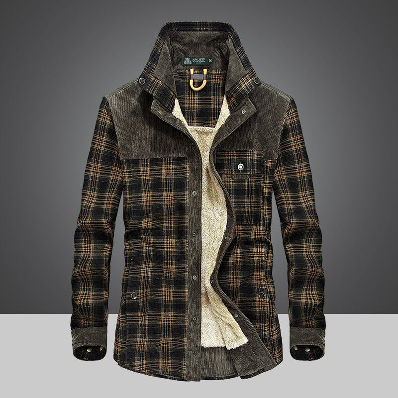 Herren Flanelljacke mit warmem Sherpa-Innenfutter und modischem Karomuster Aliams
