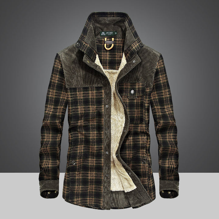 Herren Flanelljacke mit warmem Sherpa-Innenfutter und modischem Karomuster Aliams