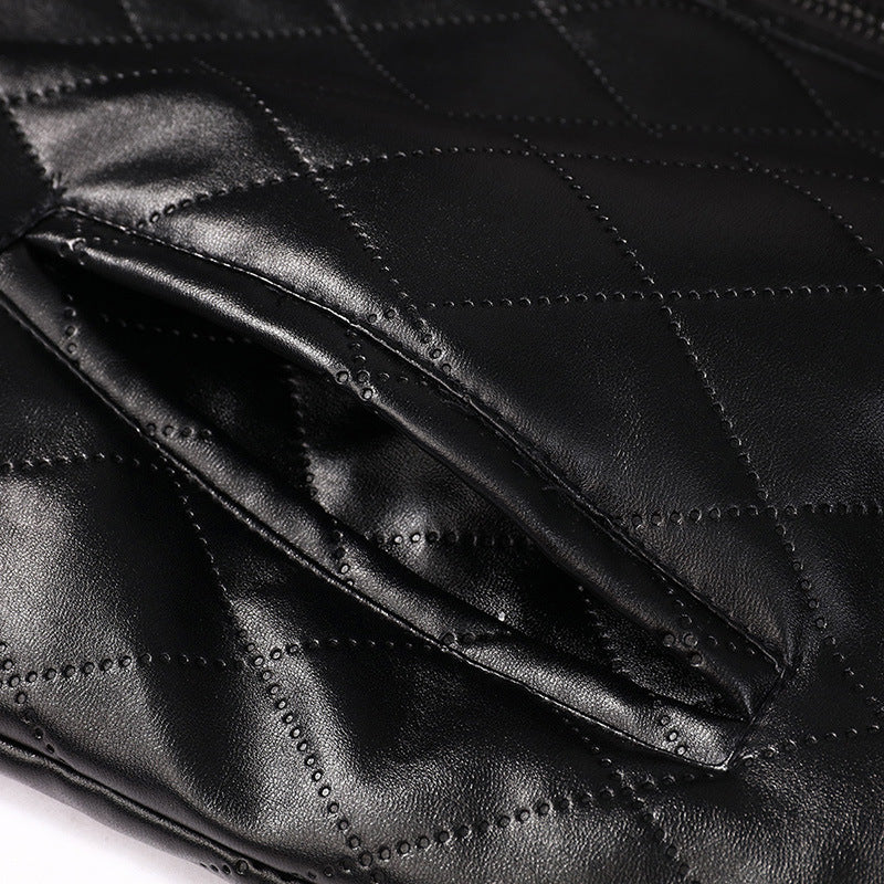 Herren gesteppte Lederjacke mit kuscheligem Innenfutter Aliams