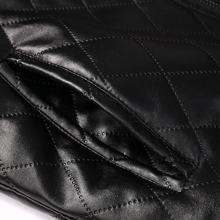 Herren gesteppte Lederjacke mit kuscheligem Innenfutter Aliams