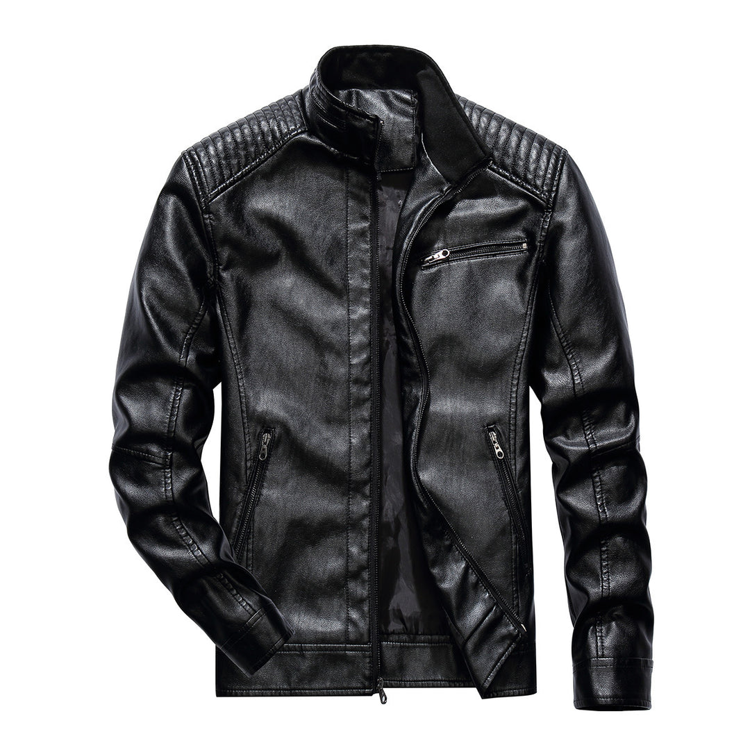 Herren Kunstleder Bikerjacke mit modernen Steppdetails Aliams