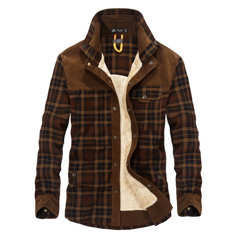 Herren Flanelljacke mit warmem Sherpa-Innenfutter und modischem Karomuster Aliams
