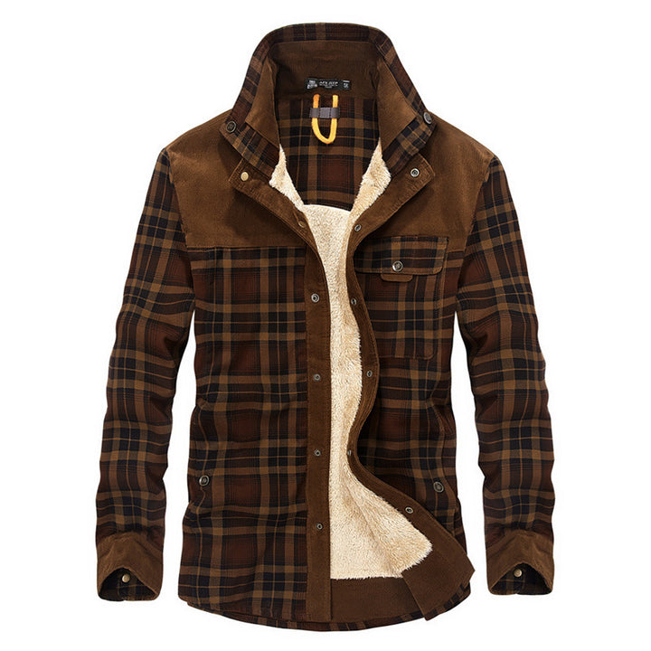 Herren Flanelljacke mit warmem Sherpa-Innenfutter und modischem Karomuster Aliams