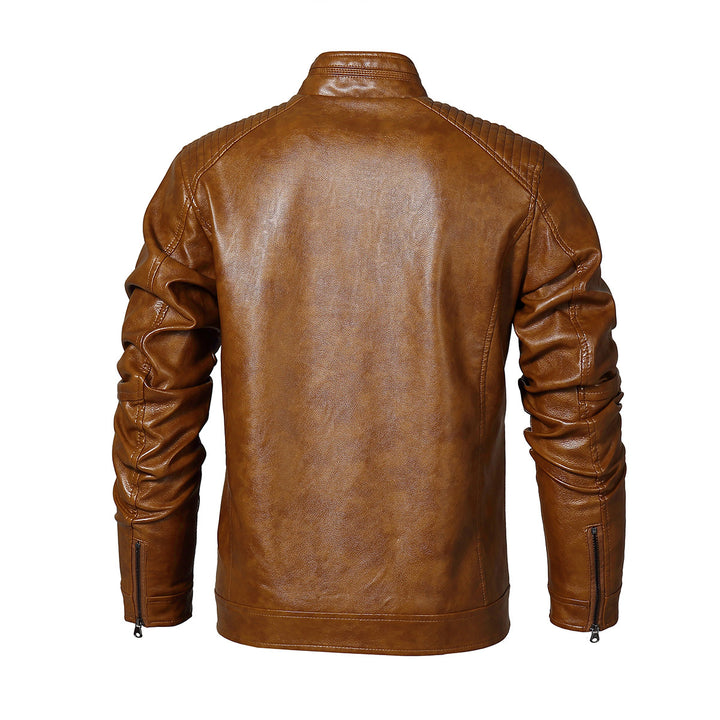 Herren Kunstleder Bikerjacke mit modernen Steppdetails Aliams