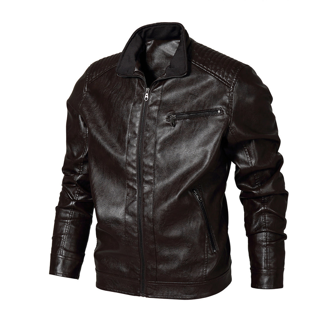 Herren Kunstleder Bikerjacke mit modernen Steppdetails Aliams