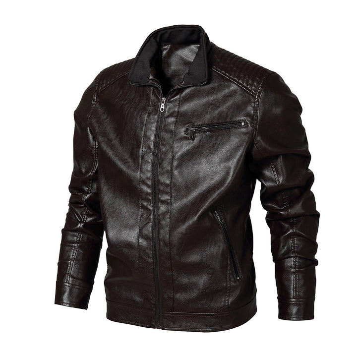 Herren Kunstleder Bikerjacke mit modernen Steppdetails Aliams