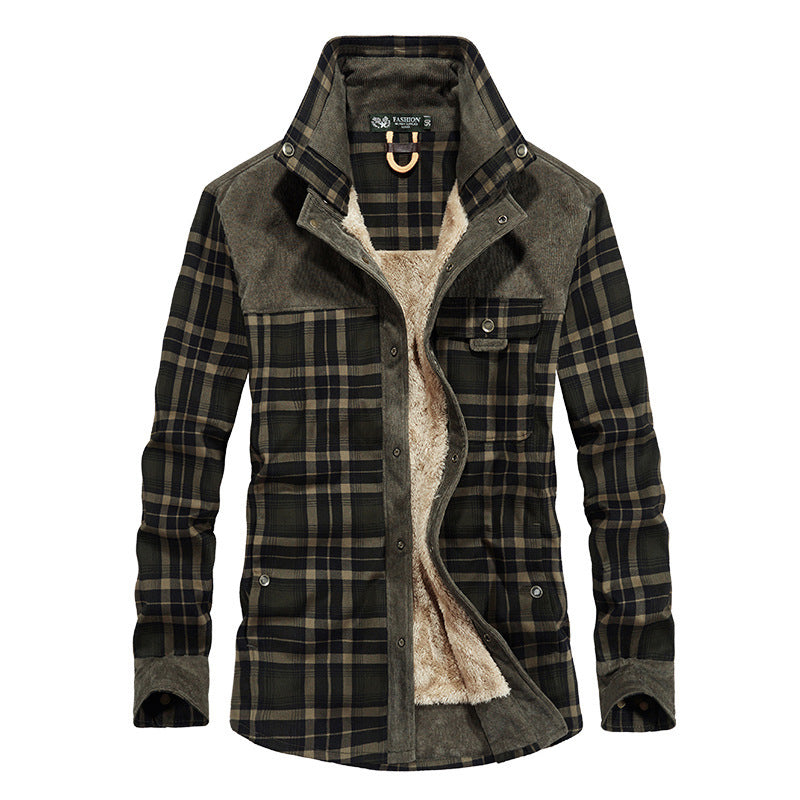 Herren Flanelljacke mit warmem Sherpa-Innenfutter und modischem Karomuster Aliams