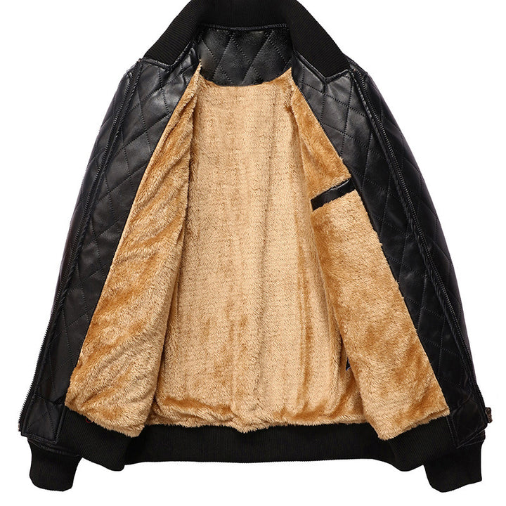 Herren gesteppte Lederjacke mit kuscheligem Innenfutter Aliams
