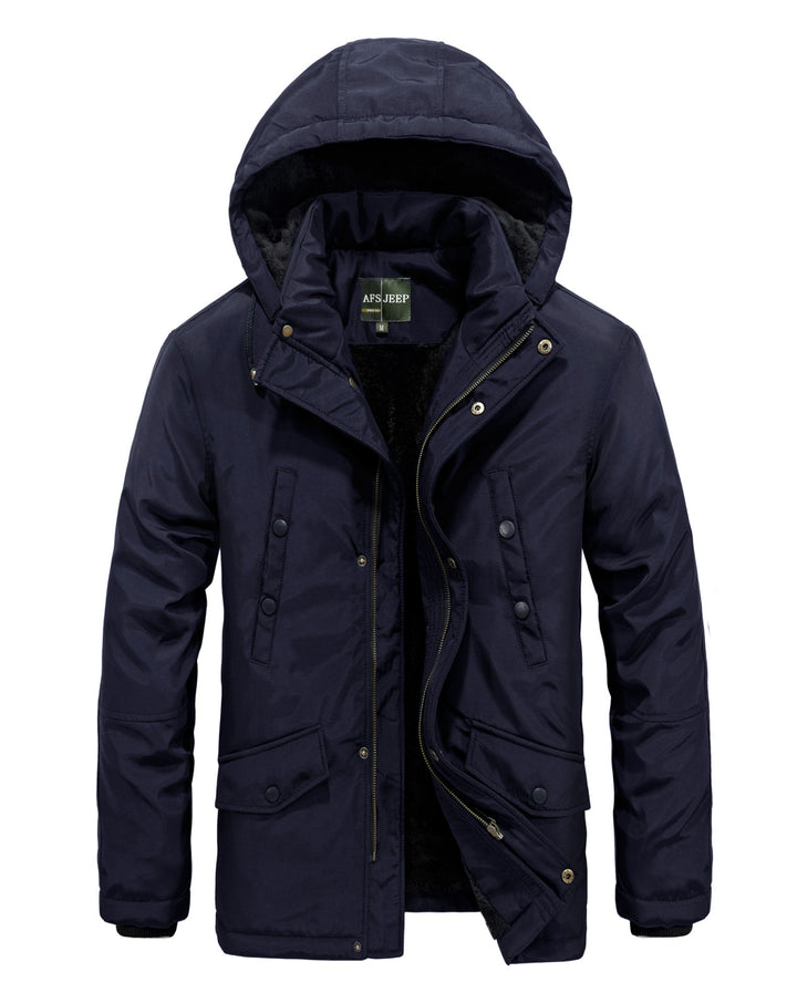 Herren gefütterte Winterjacke mit abnehmbarer Kapuze Aliams