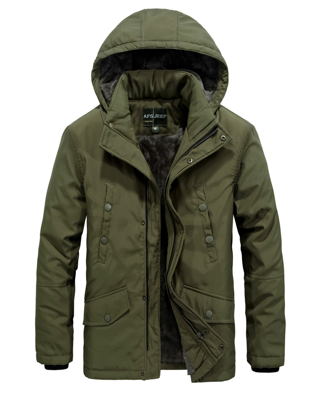 Herren gefütterte Winterjacke mit abnehmbarer Kapuze Aliams