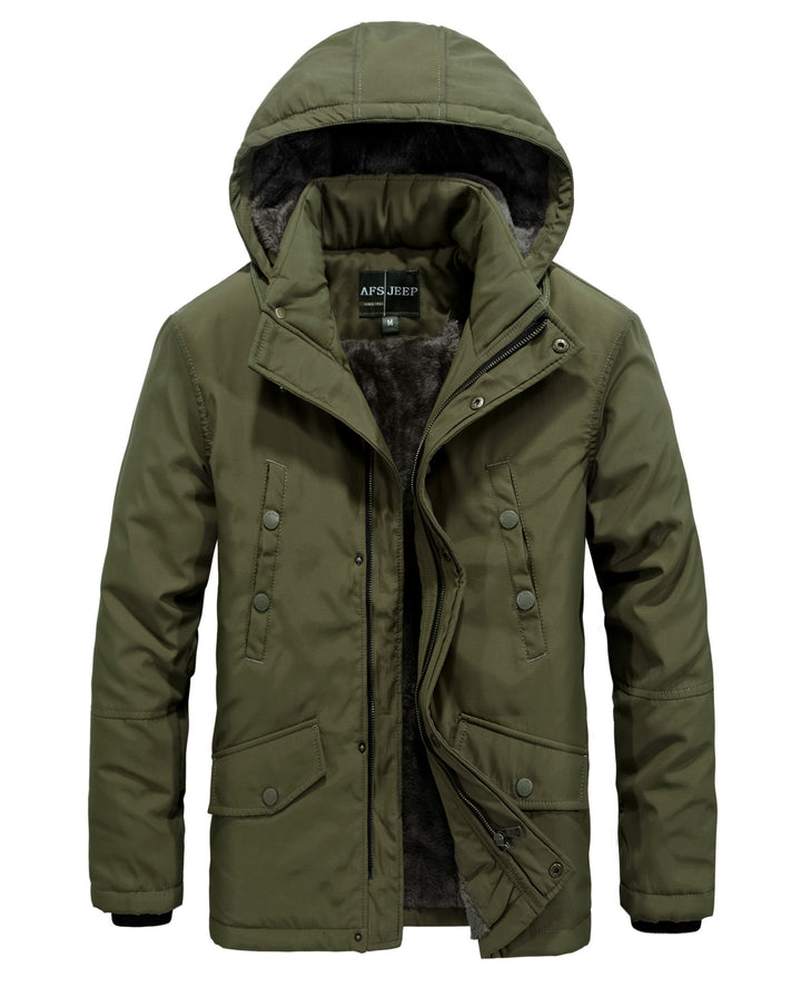 Herren gefütterte Winterjacke mit abnehmbarer Kapuze Aliams