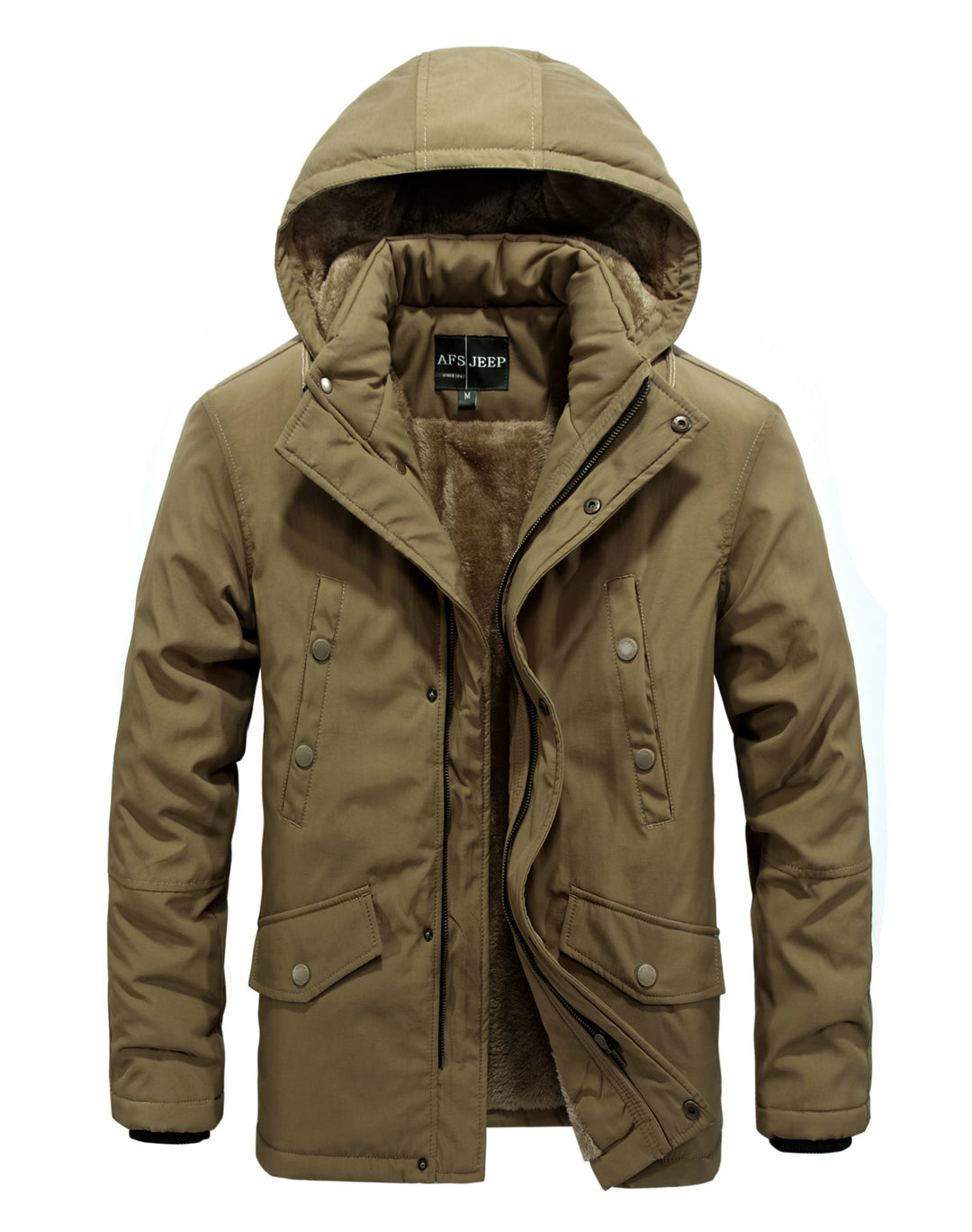 Herren gefütterte Winterjacke mit abnehmbarer Kapuze Aliams