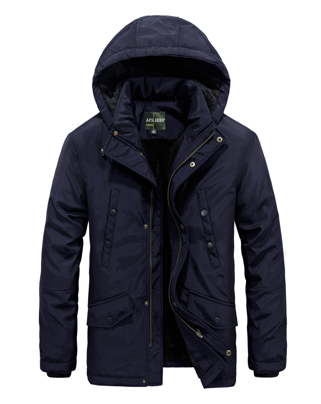 Herren gefütterte Winterjacke mit abnehmbarer Kapuze Aliams