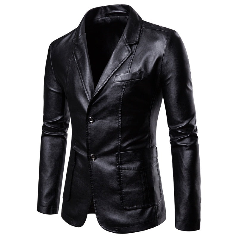 Herren elegante Kunstlederjacke Aliams