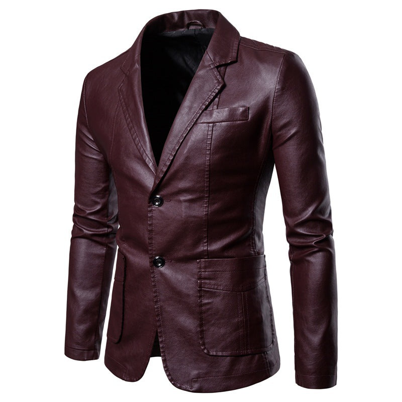 Herren elegante Kunstlederjacke Aliams