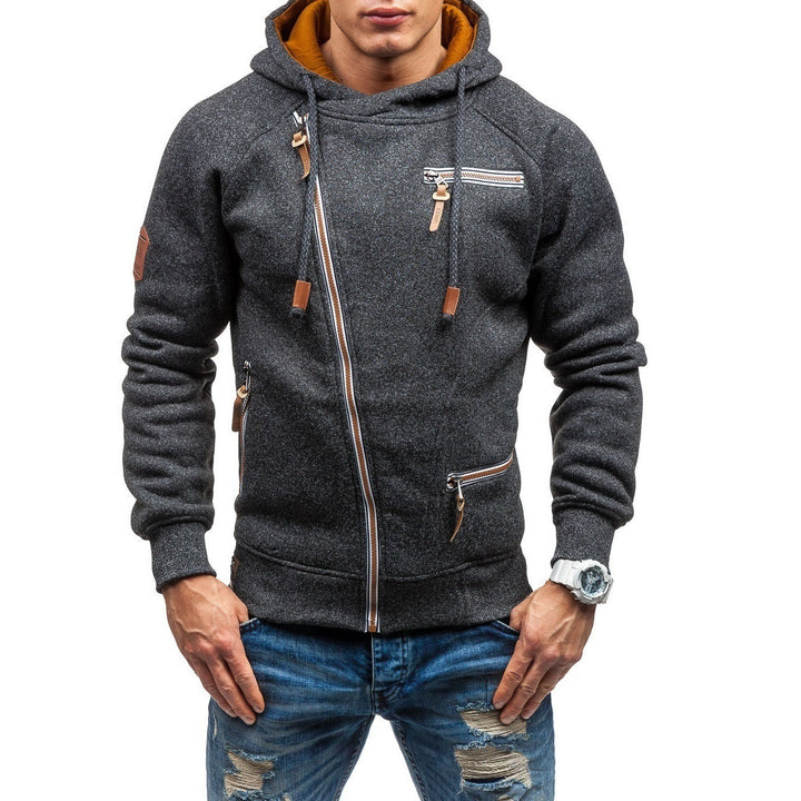 Herren Urbaner Hoodie mit asymmetrischem Reißverschluss und praktischen Taschen Aliams