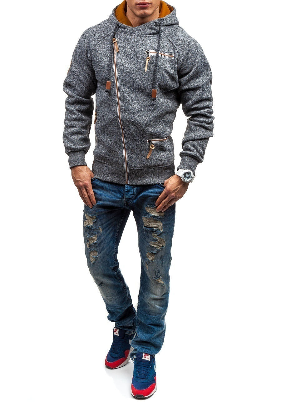 Herren Urbaner Hoodie mit asymmetrischem Reißverschluss und praktischen Taschen Aliams