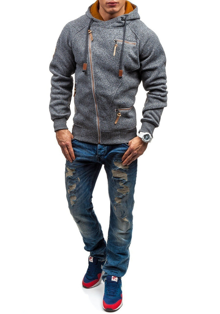 Herren Urbaner Hoodie mit asymmetrischem Reißverschluss und praktischen Taschen Aliams