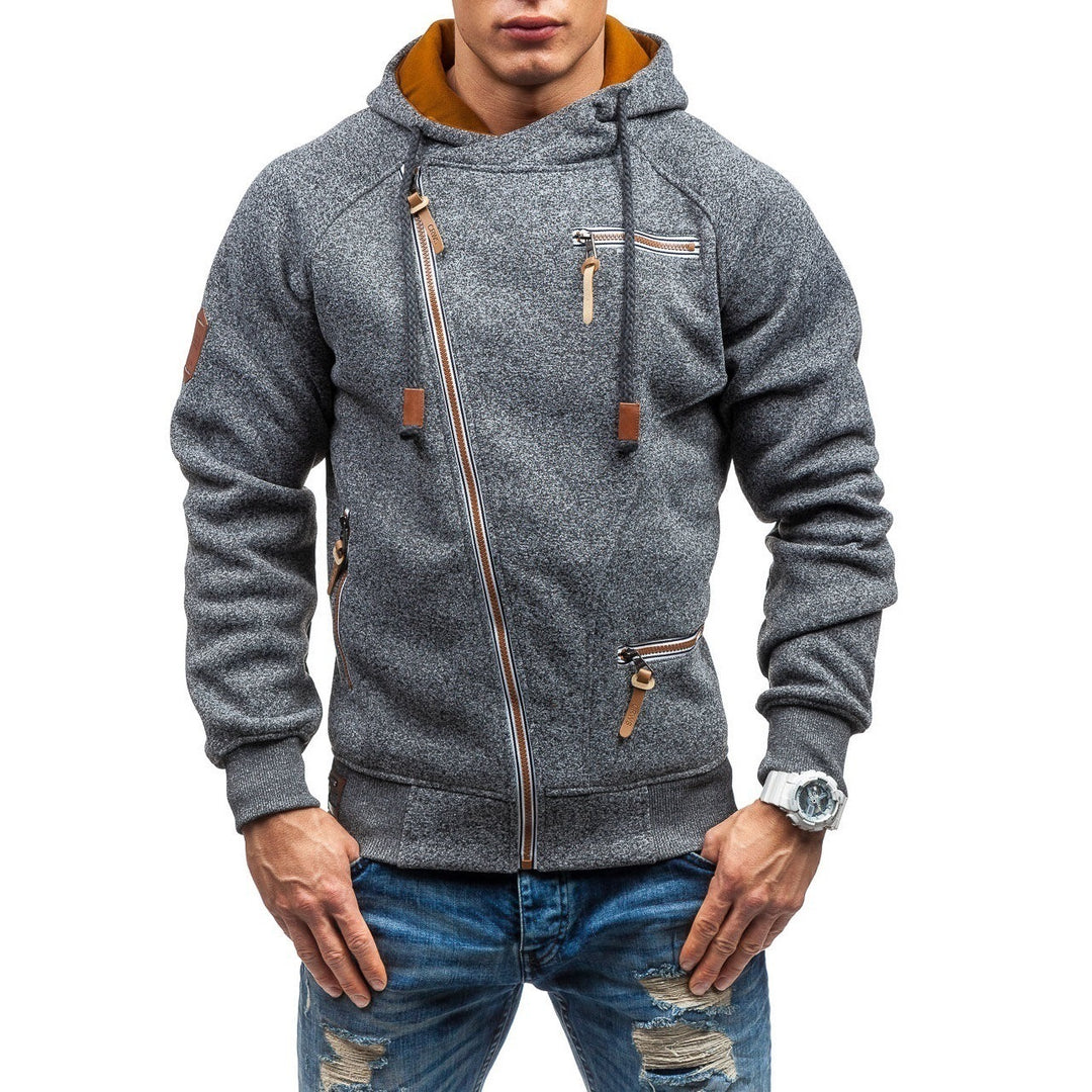 Herren Urbaner Hoodie mit asymmetrischem Reißverschluss und praktischen Taschen Aliams