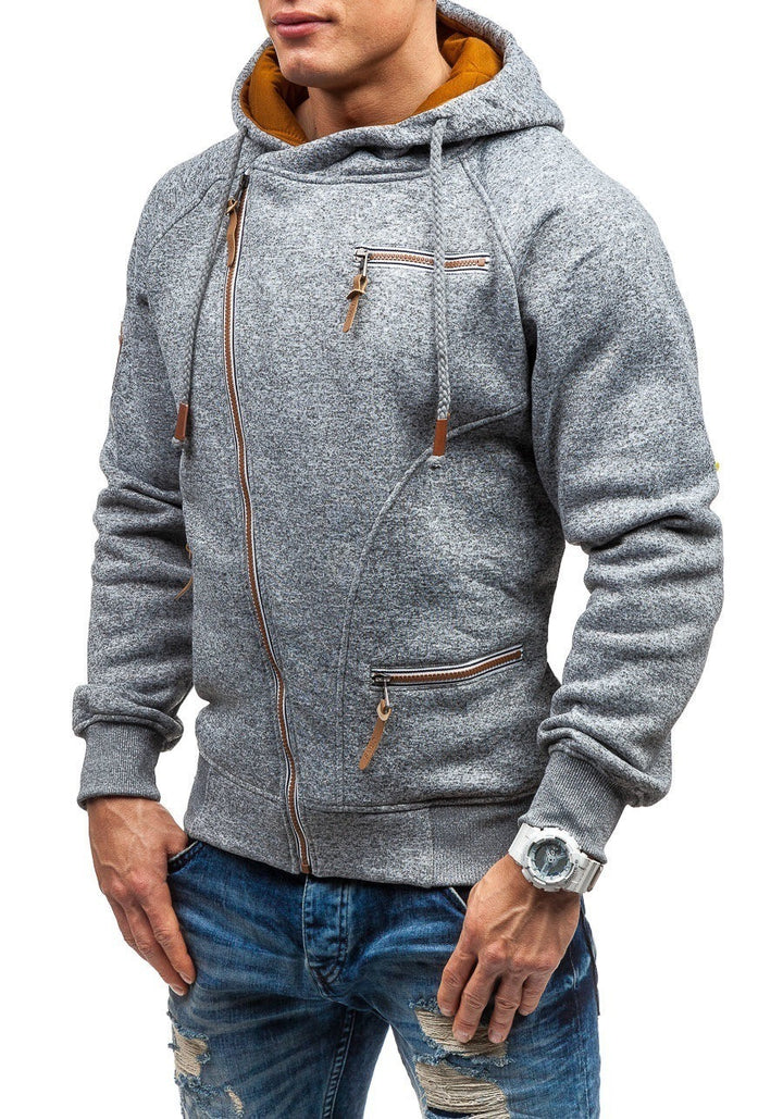 Herren Urbaner Hoodie mit asymmetrischem Reißverschluss und praktischen Taschen Aliams
