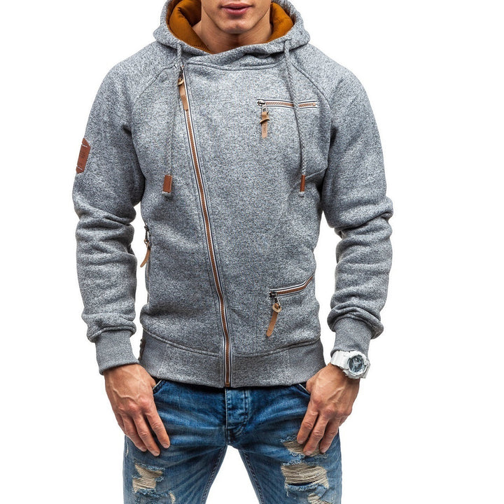 Herren Urbaner Hoodie mit asymmetrischem Reißverschluss und praktischen Taschen Aliams