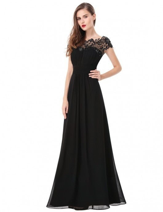 Damen Elegantes Abendkleid mit Spitzenoberteil und fließendem Rock Aliams
