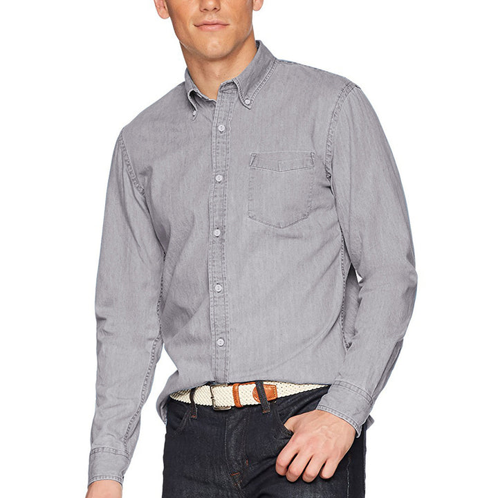 Herren Elegantes Denimhemd mit modischem Schnitt und praktischer Brusttasche Aliams