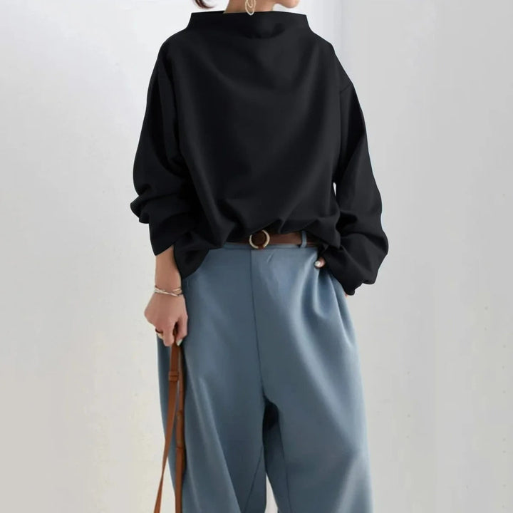 Aliams | Damen Minimalistisches Lockeres Schwarzes Oberteil für Vielseitigen Stil