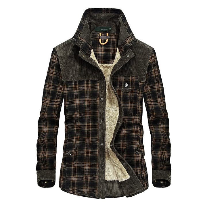Herren Flanelljacke mit warmem Sherpa-Innenfutter und modischem Karomuster Aliams