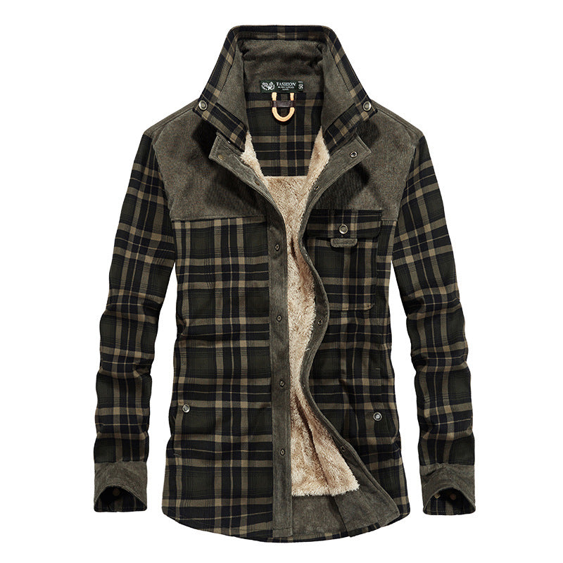 Herren Flanelljacke mit warmem Sherpa-Innenfutter und modischem Karomuster Aliams